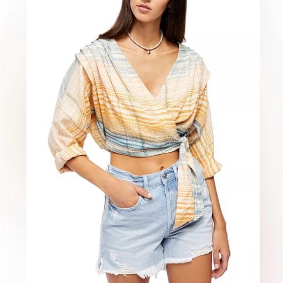 Free People Tops - Free People We The Free Maldives Surplice Wrap Top Medium Crop Shirt